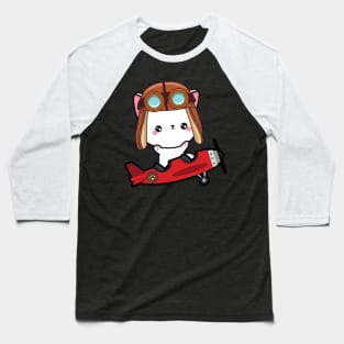 Cute angora cat is in a vintage plane Baseball T-Shirt